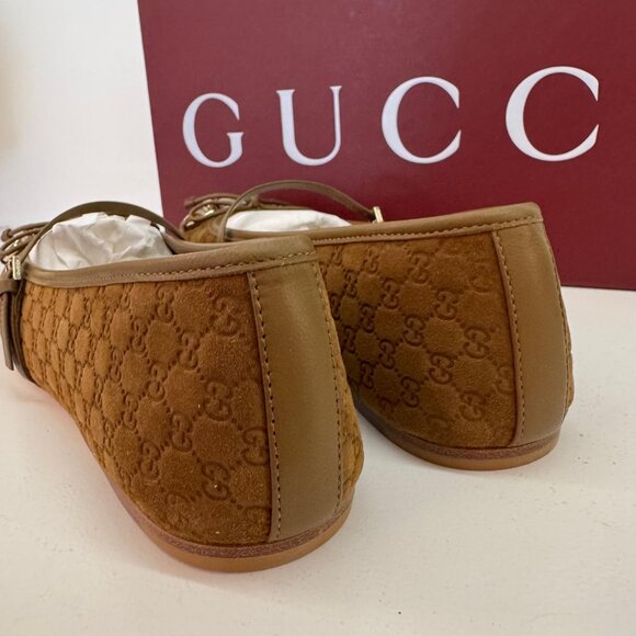 GUCCI, Suede Horsebit GG Ballerinas - Picture 9 of 15